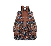 CORIOS Mochila Bohemia Mujer Bolso Mochilas con Estampado Geométrico Étnico Morral Backpack Bolso de Mano de Hombro en Poliéster Mochilas con Cierre de Cordón Bolsas de Escuela Daypack Multicolor B