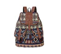 CORIOS Mochila Bohemia Mujer con Estampado Geométrico Étnico, Bolso de Hombro Convertible en Poliéster con Cierre de Cordón, Multicolor, 30 x 15 x 40 cm