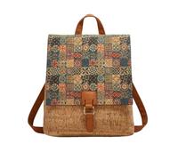 CORIOS Mochila Bohemia Mujer Morral Backpack Bolso Mochilas con Estampado Étnico Bolso de Mano de Hombro de Corcho Natural Bolsas de Escuela Daypack Retro Mochilas para Trabajo Viajes Verde Oliva
