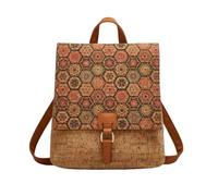 CORIOS Mochila Bohemia Mujer Morral Backpack Bolso Mochilas con Estampado Étnico Bolso de Mano de Hombro de Corcho Natural Bolsas de Escuela Daypack Retro Mochilas para Trabajo Viajes Caramelo