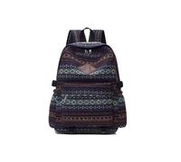 CORIOS Mochila Bohemia para Mujer con Estampado Étnico Morral Backpack para Portátil de Lona Azul Oscuro 30x13x43cm