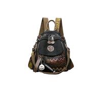 CORIOS Mochila con Bordado Étnico para Mujer Bohemia Bolso Convertible de Mano de Hombro Bandolera Morral de Lona Retro Estilo Boho Bolsa de Escuela Daypack Negro 24 x 11 x 29 cm