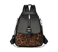 CORIOS Mochila con Estampado de Leopardo Mujer Bolso Mochilas de PU Cuero Convertible Bolso de Mano de Hombro Retro Mochilas Morral Backpack Multiusos Bolsas de Escuela Daypack Negro