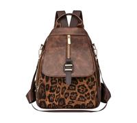 CORIOS Mochila con Estampado de Leopardo Mujer Bolso Mochilas de PU Cuero Convertible Bolso de Mano de Hombro Retro Mochilas Morral Backpack Multiusos Bolsas de Escuela Daypack Café