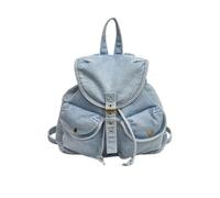 CORIOS Mochila de Jean Mujer Bolsos Vaqueros Bolso Mochilas de Tejano de Mezclilla Cordón Morral Backpack Convertible Bolso de Mano de Hombro Bandolera Retro Bolsas de Escuela Daypack Azul Claro