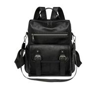 CORIOS Mochila de PU Cuero Mujer Gran Morral Backpack Retro Mochilas Bolsas de Escuela Daypack Convertible Bolso de Mano de Hombro Bolso Mochilas de Múltiples Bolsillos para Viaje Trabajo Negro