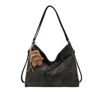 CORIOS Mochila para Mujer Bolso de Mano de PU Cuero Gran Capacidad Bolso de Hombro Bolso Mochilas Morral Backpack con un Bonito Colgante de Oso Tote para Viajes Compras Trabajo Citas Negro