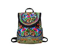 CORIOS Mochila para Mujer Bolso Mochilas con Bordado Étnico Bohemia Morral Backpack Mochilas con Cierre de Cordón Bolso de Mano de Hombro de Lona Retro Daypack Bolsas de Escuela Árbol del Dinero S