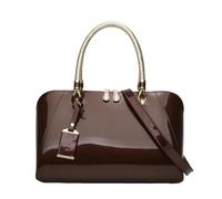 CORIOS Moda Bolso Boston Mujer Bolso de Mano en PU Cuero Brillante Bolsos de Hombro Bandolera con Correa Extraíble Regulable Elegante Bolso Cruzados Tote para Trabajo Compras Citas Viajes Café