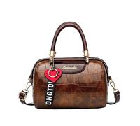 CORIOS Moda Bolso Boston para Mujer Bolsos de Hombro Bandolera con Colgante Corazón PU Cuero Bolso de Mano Bolso Cruzados con Textura Piedra Elegante Tote para Trabajo Compras Citas Viajes Caramelo