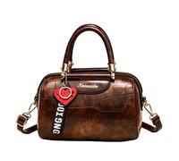 CORIOS Moda Bolso Boston para Mujer Bolsos de Hombro Bandolera con Colgante Corazón PU Cuero Bolso de Mano Bolso Cruzados con Textura Piedra Elegante Tote para Trabajo Compras Citas Viajes Marrón