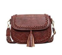 CORIOS Moda Bolso de Bandolera para Mujer PU Cuero Bolso de Hombro Elegante Bolso de Mano con Motivo Trenzado Exquisito Capacidad Media Bolso Cruzado Shopper Trabajo Compras Viajes Tote Marrón