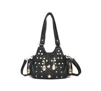 CORIOS Moda Bolso de Mano Mujer Bolso Bandolera con Decoración de Remaches Bolso de Hombro de Cuero PU Tote con Múltiples Bolsillos para Trabajo Compras Viajes Citas Uso Diario Negro