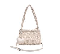 CORIOS Plisada Bolso de Mano para Mujer Cuero PU Bolso de Hombro Impermeable Bolso Bandolera Medio Bolsa Shopper Elegante Bolso Tote Retro Bolso Cruzados para Compras Trabajo Viajes Beige