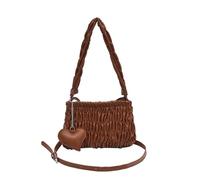 CORIOS Plisada Bolso de Mano para Mujer Cuero PU Bolso de Hombro Impermeable Bolso Bandolera Medio Bolsa Shopper Elegante Bolso Tote Retro Bolso Cruzados para Compras Trabajo Viajes Marrón
