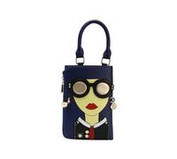 CORIOS PU Cuero Bolso de Bandolera para Mujer Novedad 3D Lady Face Bolso de Mano Elegante Bolso de Hombro Pequeño Bolso Shopper Retro Bolso Cruzado Bolso Tote Billetera Cartera Monedero Azul