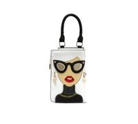 CORIOS PU Cuero Bolso de Bandolera para Mujer Novedad 3D Lady Face Bolso de Mano Elegante Bolso de Hombro Pequeño Bolso Shopper Retro Bolso Cruzado Bolso Tote Billetera Cartera Monedero Blanco