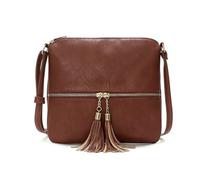CORIOS PU Cuero Bolso de Hombro para Mujer Bolso de Bandolera con Borlas Elegante Retro Bolso de Mano Cruzado Medio Bolso Shopper Trabajo Compras Viajes Tote Marrón Rojizo