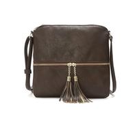 CORIOS PU Cuero Bolso de Hombro para Mujer Bolso de Bandolera con Borlas Elegante Retro Bolso de Mano Cruzado Medio Bolso Shopper Trabajo Compras Viajes Tote Café