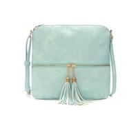 CORIOS PU Cuero Bolso de Hombro para Mujer Bolso de Bandolera con Borlas Elegante Retro Bolso de Mano Cruzado Medio Bolso Shopper Trabajo Compras Viajes Tote Azul Cielo