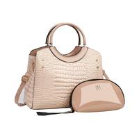 CORIOS PU Cuero Bolso de Mano para Mujer Patrón de Cocodrilo Bolsos de Hombro Impermeable Bolso Bandolera Gran Capacidad Bolsa Shopper Retro Bolso Cruzados Elegante Bolso Tote 2pcs Caqui