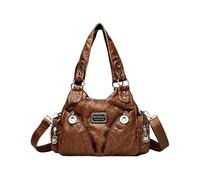 CORIOS Retro Bolso Bandolera Mujer Bolso de Mano con Múltiples Bolsillos Bolso de Hombro de Cuero PU Gran Capacidad Bolso Cruzado Elegante Tote para Trabajo Viajes Compras Citas Uso Diario Caramelo