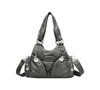 CORIOS Retro Bolso Bandolera Mujer Bolso de Mano con Múltiples Bolsillos Bolso de Hombro de Cuero PU Gran Capacidad Bolso Cruzado Elegante Tote para Trabajo Viajes Compras Citas Uso Diario Gris