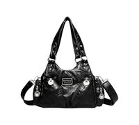 CORIOS Retro Bolso Bandolera Mujer Bolso de Mano con Múltiples Bolsillos Bolso de Hombro de Cuero PU Gran Capacidad Bolso Cruzado Elegante Tote para Trabajo Viajes Compras Citas Uso Diario Negro