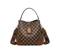 CORIOS Retro Bolso de Bandolera para Mujer Bolso de Cubeta con Patrón Vintage PU Cuero Bolso de Mano de Hombro Bolso Shopper Elegante Tote Bolso Cruzado para Viajes Trabajo Compras Café a Cuadros