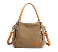 CORIOS Retro Bolso de Mano para Mujer Bolso de Hombro Lona Bolso Bandolera Gran Capacidad Bolso Tote Bolsa Shopper Multifuncional Bolsa de Ocio para Trabajo Compras Citas Viajes Marrón
