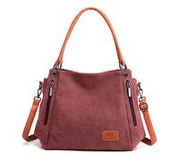 CORIOS Retro Bolso de Mano para Mujer Bolso de Hombro Lona Bolso Bandolera Gran Capacidad Bolso Tote Bolsa Shopper Multifuncional Bolsa de Ocio para Trabajo Compras Citas Viajes Café Morado