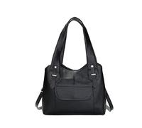 CORIOS Retro Bolso de Mano para Mujer PU Cuero Bolso de Hombro Elegante Bolso de Bandolera Gran Capacidad Bolso Shopper Tote con Correa Regulable y Desmontable para Trabajo Viajes Shopper Negro