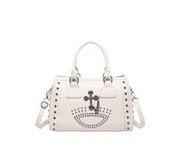CORIOS Retro Bolso de Mano Punk Bolsos de Hombro para Mujer Bolso Boston con Remaches Cruz Decoraciones PU Cuero Bolso Bandolera Gran Capacidad Bolsa Shopper Elegante Bolso Cruzados Tote Blanco