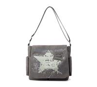 CORIOS Retro Estrella Bolsos de Hombro para Hombres Bolso de Bandolera de Lona Grande Bolsa Mensajero Shopper Casual Bolso de Mano Cruzados para Conmutar Trabajo Viaje Diario Gris