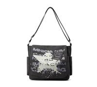 CORIOS Retro Estrella Bolsos de Hombro para Hombres Bolso de Bandolera de Lona Grande Bolsa Mensajero Shopper Casual Bolso de Mano Cruzados para Conmutar Trabajo Viaje Diario Negro