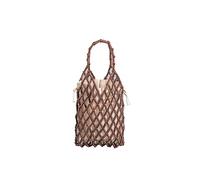 CORIOS Tejidos a Mano para Mujer Bolso Tote para Estilo Boho Tejido Bolsos de Playa Madera Abalorios Bolsa de Cubo Bolsos de Verano Calado Bolso de Mano para Vacaciones Fiesta Citas Café