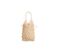 CORIOS Tejidos a Mano para Mujer Bolso Tote para Estilo Boho Tejido Bolsos de Playa Madera Abalorios Bolsa de Cubo Bolsos de Verano Calado Bolso de Mano para Vacaciones Fiesta Citas Blanco