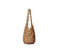 CORIOS Tejidos a Mano para Mujer Madera Abalorios Bolsa de Cubo Tejido Bolsos de Playa Calado Bolso de Mano Bolso Tote para Estilo Boho Bolsos de Verano para Vacaciones Fiesta Citas Marrón