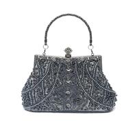 CORIOS Vintage 1920s Bolsa de Noche Clutch con Cuentas para Mujer Embrague de Lentejuelas Bolsos de Fiesta Bolso de Boda Elegante Bolso de Hombro para Lujoso Fiesta de Graduación Banquete Gris