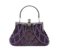 CORIOS Vintage 1920s Bolsa de Noche Clutch con Cuentas para Mujer Embrague de Lentejuelas Bolsos de Fiesta Bolso de Boda Elegante Bolso de Hombro para Lujoso Fiesta de Graduación Banquete Morado