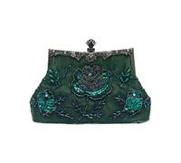 CORIOS Vintage 1920s Cuentas Bolsa de Noche Clutch con Floral para Mujer Embrague de Lentejuelas Bolsos de Fiesta Bolso de Boda Elegante Bolso de Hombro para Banquete Fiesta de Graduación Verde