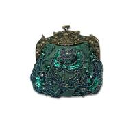 CORIOS Vintage 1920s Cuentas Bolsa de Noche Clutch con Floral para Mujer Embrague de Lentejuelas Bolso de Boda Bolsos de Fiesta Elegante Bolso de Hombro para Fiesta de Graduación Banquete Verde