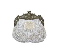 CORIOS Vintage 1920s Cuentas Bolsa de Noche Clutch con Floral para Mujer Embrague de Lentejuelas Bolso de Boda Bolsos de Fiesta Elegante Bolso de Hombro para Fiesta de Graduación Banquete Plata