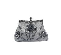 CORIOS Vintage 1920s Cuentas Bolsa de Noche Clutch con Floral para Mujer Embrague de Lentejuelas Bolsos de Fiesta Bolso de Boda Elegante Bolso de Hombro para Banquete Fiesta de Graduación Gris Oscuro