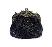 CORIOS Vintage 1920s Cuentas Bolsa de Noche Clutch con Floral para Mujer Embrague de Lentejuelas Bolso de Boda Bolsos de Fiesta Elegante Bolso de Hombro para Fiesta de Graduación Banquete Negro