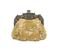 CORIOS Vintage 1920s Cuentas Bolsa de Noche Clutch con Floral para Mujer Embrague de Lentejuelas Bolso de Boda Bolsos de Fiesta Elegante Bolso de Hombro para Fiesta de Graduación Banquete Dorado