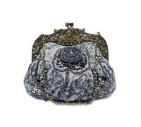 CORIOS Vintage 1920s Cuentas Bolsa de Noche Clutch con Floral para Mujer Embrague de Lentejuelas Bolso de Boda Bolsos de Fiesta Elegante Bolso de Hombro para Fiesta de Graduación Banquete Gris Oscuro