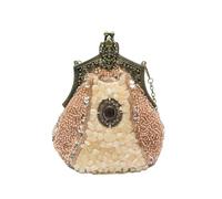 CORIOS Vintage 1920s Cuentas Bolsa de Noche Embrague de Lentejuelas para Mujer Clutch con Floral Bolso de Boda Bolsos de Fiesta Elegante Bolso de Hombro para Banquete Fiesta de Graduación Champán