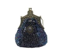 CORIOS Vintage 1920s Cuentas Bolsa de Noche Embrague de Lentejuelas para Mujer Clutch con Floral Bolso de Boda Bolsos de Fiesta Elegante Bolso de Hombro para Banquete Fiesta de Graduación Azul