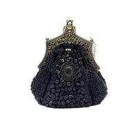 CORIOS Vintage 1920s Cuentas Bolsa de Noche Embrague de Lentejuelas para Mujer Clutch con Floral Bolso de Boda Bolsos de Fiesta Elegante Bolso de Hombro para Banquete Fiesta de Graduación Negro